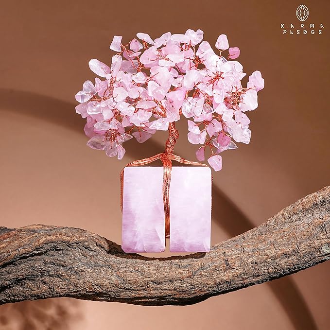 Rose Quartz Trees Gifts for Women, Mom, Sister, Unique Gifts for Her Birthday, Anniversary, 7 Chakra Healing Crystal and Stones for Positivity, Money, Good Luck, Tree of Life Home and Office Decor