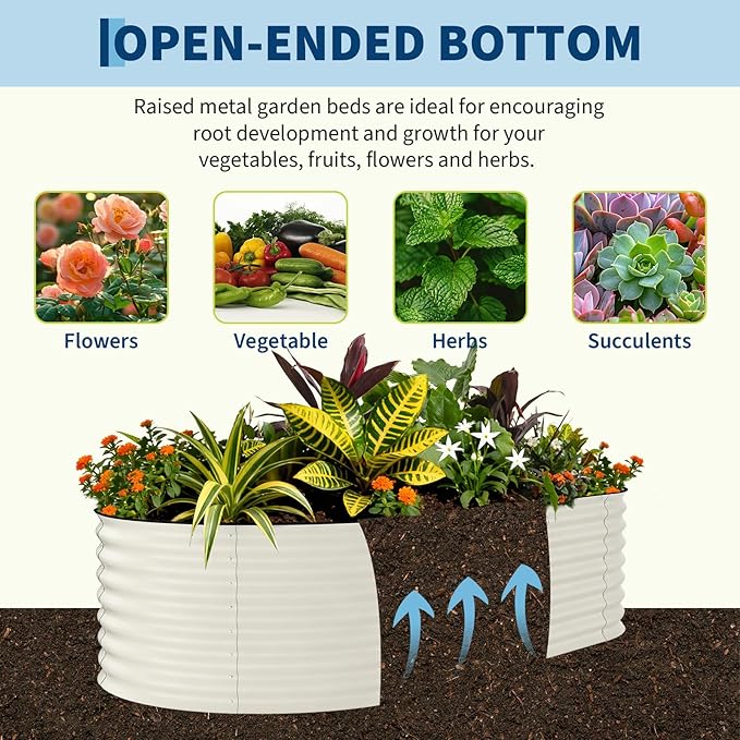 Galvanized Raised Garden Bed Outdoor, 8x4x2 ft Metal Planter Box for Flowers Herbs Vegetables, Rust-Resistant Raised Garden Beds for Gardening, Easy Assembly Outdoor Garden Box & Planters, Beige