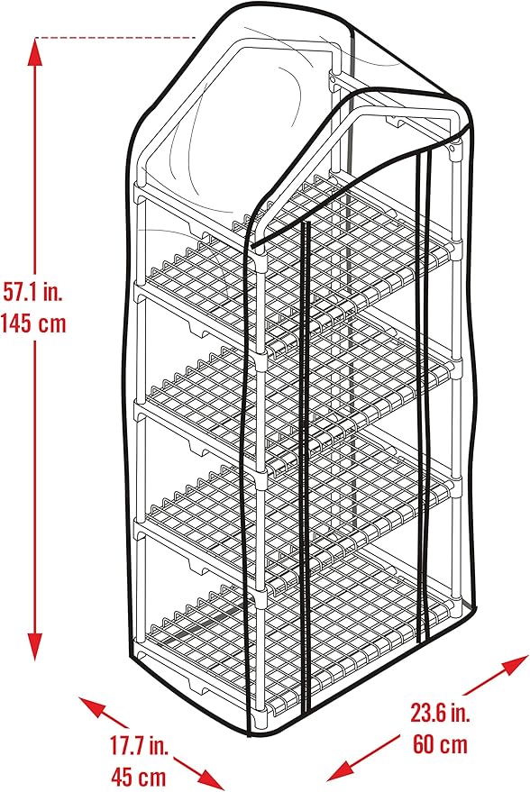 Miracle-GRO 23" x 17" x 57" All-Season 4-Tier Mini Grow House Outdoor or Backyard Easy Assembly Portable Greenhouse, Translucent