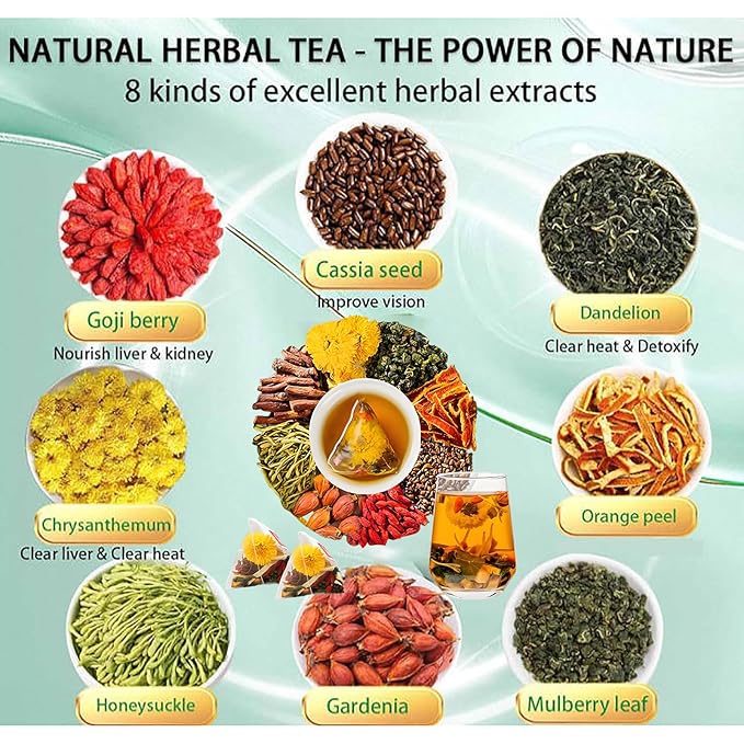 Goji Berry Chrysanthemum Tea,30bags,Wolfberry,Chrysanthemum,Dandelion,Mulberry Leaf,Honeysuckle,Cassia Seed,Cardenia,Orange Peel,8 Excellent Raw Material Kidney Liver Formulas Plant Herbs (1)