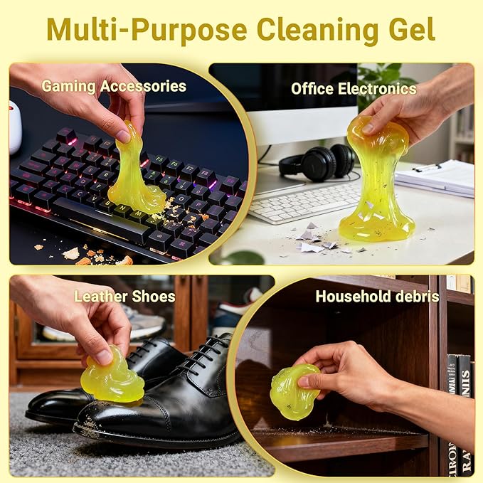 ColorCoral Car Cleaning Gel (Lemon Scent,Yellow),Reusable Dust Cleaning Gel for Car Interior Cleaning Kit, Auto Vent Cleaner，Keyboard Cleaner Gel for Cleaning Dust and Debris from Corners, Crevices