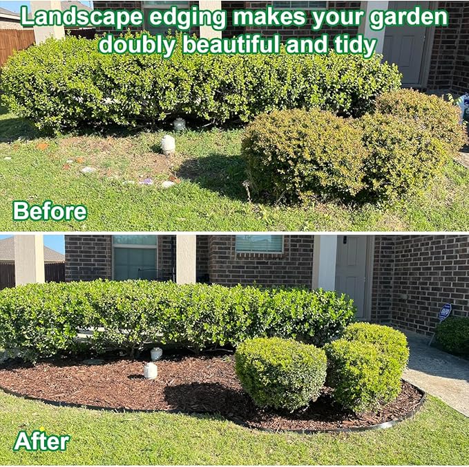 69FT Landscape Edging, 2IN Tall Garden Edging Borders with 105pcs Stakes,Flexible Lawn Edging Border Kit,Mini Plastic Fence for Yard Flowerbeds,Grass
