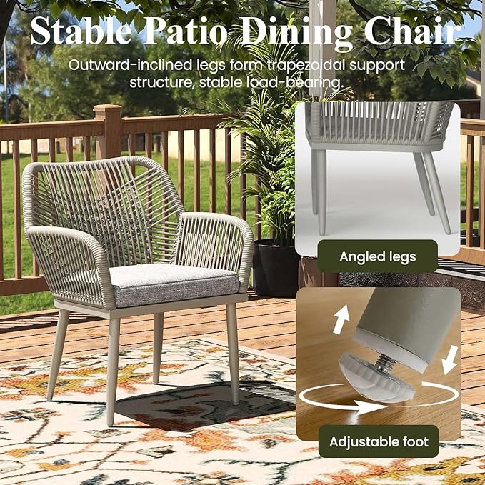 LayinSun Outdoor Dining Set for 6, 7 Pieces Patio Furniture Sets with Aluminum Dining Table and Rope Weave Chairs