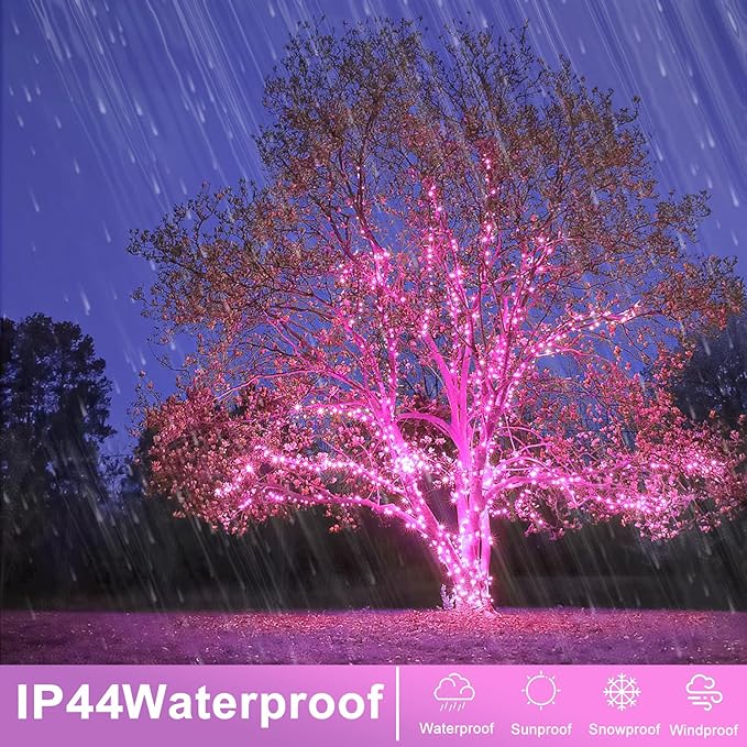 262 FT 800 LED Pink String Lights Indoor, Pink Valentines Day Lights with 8 Modes Clear Wire Waterproof, Plug in Fairy Lights for Bedroom Valentines Day Wedding Holiday Party Tree Decorations