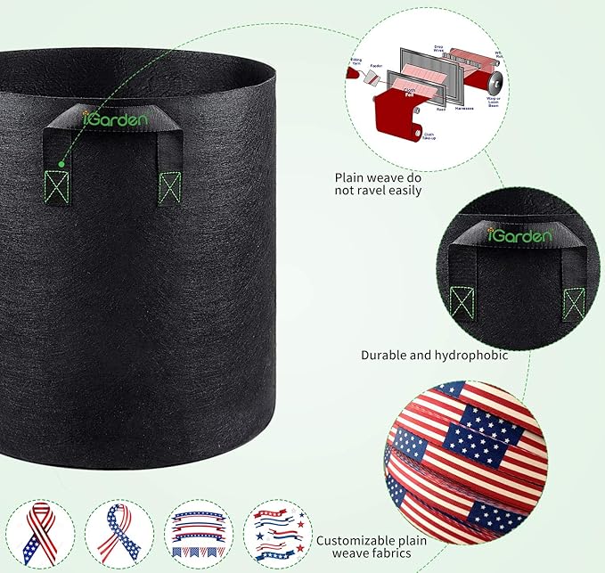 Grow Bags Tall, 3 Gallon Grow Pots 6 Pack with Handles, Heavy Duty 280G Thickened Nonwoven Fabric Plant Bag for Vegetables