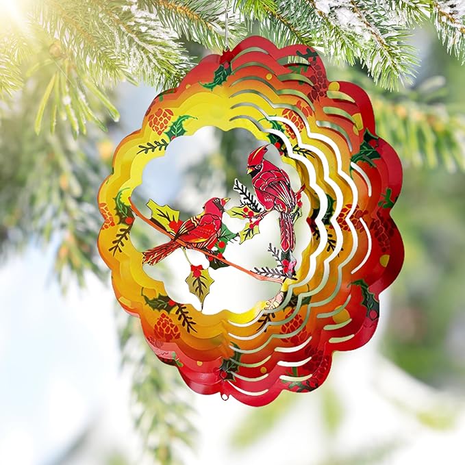 Cardinal Wind Spinners Clearance Metal Cardinal for Women, Mom, Grandma,12inch Hanging Wind Spinner for Outdoor&Indoor Decor Wind Kinetic Ornament for Yard Garden Decoration