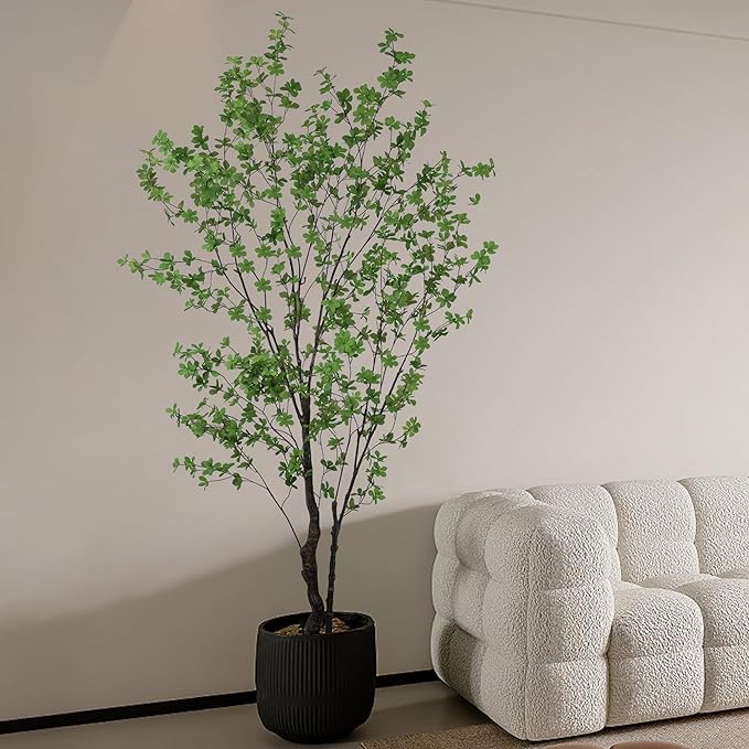 Artificial Enkianthus Tree 7FT(84in) Tall Faux Tree with Large Trunks and Realistic Leaves, Fake Enkianthus Trees Floor Potted Plants for Home Office Living Room Indoor Outdoor Decor (7feet,1Pack)