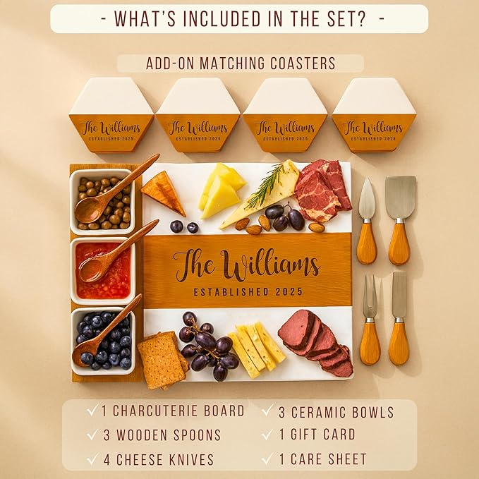 Personalized Charcuterie Board - Custom Large Cheese Boards for Wedding, Anniversary, New Home, Housewarming, Bridal Shower, Birthday, Retirement Gift for Women, Couples, Valentines Day Gifts for Her