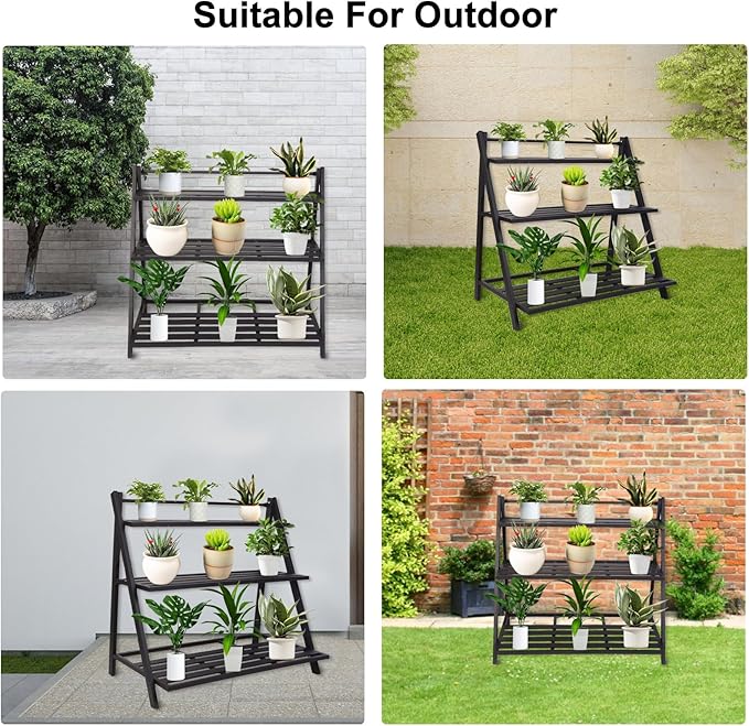 DHYGOTFUR Aluminum Plants Shelf Outdoor, Multiple Flower Holder Rack, Metal Plant Stands Home Decor for Balcony Living Room Patio Garden (3-Tier)