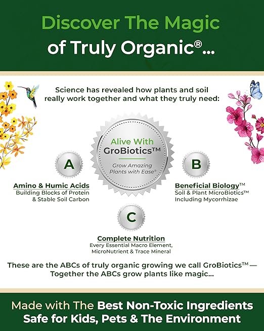 Organic Plant Magic - Truly Organic™ Slow Release Granular Fertilizer : Long-Lasting Plant Food Granules - Indoor & Outdoor Flowers, Vegetable Gardens, Fruit Trees, Shrubs, House Plants [One 4 lb Bag]