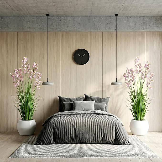 Ttranewsoo Green Onions Home Decor Fake Plants Lily of The Valley Snake Plant Home DéCor Accents Artificial Grass Room Decor Artificial Plants Indoor Artificial Grass 47" 2PCS（Pink）