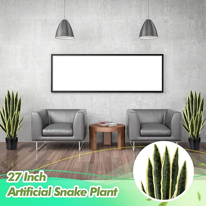 Crowye 4 Pack 2.25 Ft Tall Artificial Snake Plant Faux Sansevieria Plant Large Fake Snake Bulk in Pot for Home Office Housewarming Gift