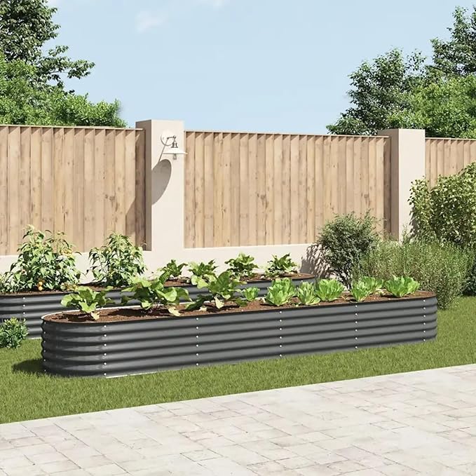 Zateety 13ft x 13ft Large Metal Raised Garden Bed, Anthracite Grey Galvanized Steel Planter Box, 157.5" Outdoor Square Gardening Bed for Vegetables, Flowers & Herb Garden (17.3" Deep)