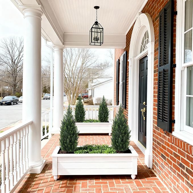 Artificial Cedar Trees for Outdoors Indoor - 3ft UV Resistant Faux Topiary Trees for Front Porch Decor, Realistic Potted Cypress Plants for Outside Planters, Fake Pine Shrubs for Home Patio, Set of 2