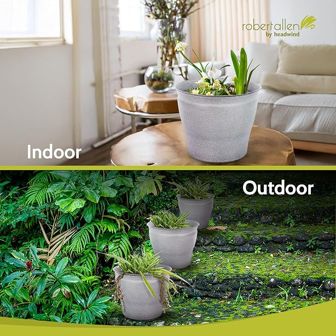 Headwind Natural Ironstone Timberline Collection - 8" Pearl White Decorative Planter for Outdoor Pots for Plants – Modern Indoor Plant Pots, Large & Small Planters for Indoor Plants by Robert Allen