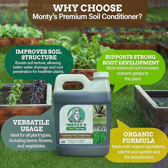PlantVantage Liquid Soil Conditioner with Humic Acid – Soil Activator for Plants, Organic Amendment for All Soil Types, Improves Plant Nutrients Uptake, Moisture Retention & Microbial Activity – 32 oz