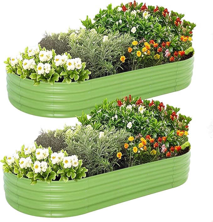 Galvanized Raised Garden Bed, 4x2x1 FT Thickening Planter Boxes Outdoor, Raised Beds for Gardening, Easy Assembly Large Garden Bed for Vegetables, Fruits, Flowers (2-Pack)