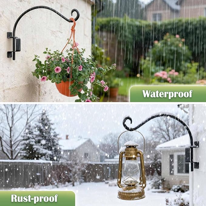 Lifyzoon Swivel Bird Feeder Hanger Hook: 16-Inch Swivel Hanging Plant Bracket, 30lb Weight Capacity - Outdoor Wall Hooks for Bird Feeder, Wind Chimes, Heavy Plants