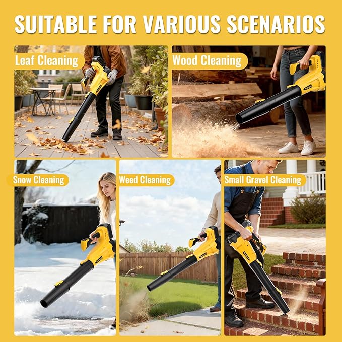 Cordless Leaf Blower Compatible with Dewalt 20V Max Battery, 580 CFM/200 MPH with Turbo Boost, 6 Speed Modes Brushless Motor, Electric Leaf Blowers Battery Powered for Lawn Care, Yard(Tool Only)