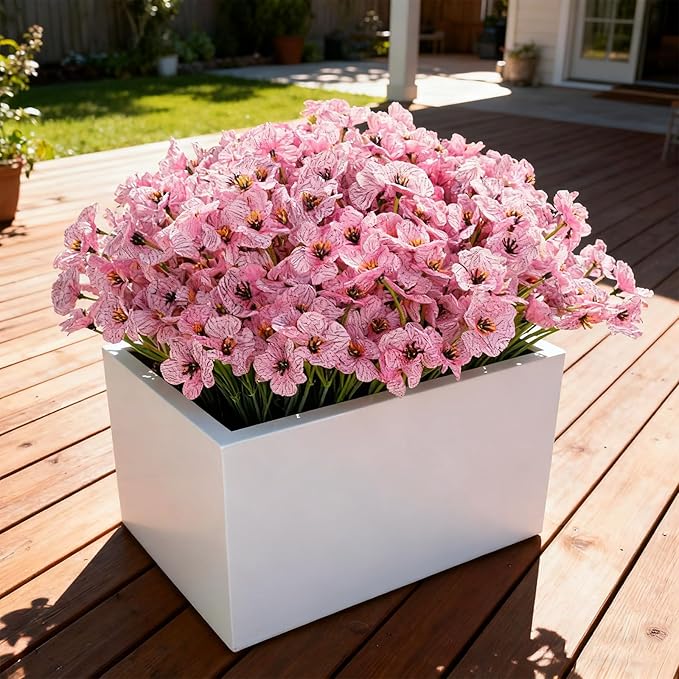 Stymedeca Artificial Flowers for Outdoor Faux Plants for Spring Summer Decoration, UV Resistant Realistic Silk Plastic Fake Flowers Garden Porch Patio Balcony Yard Front Home Decor, 24 Bundles