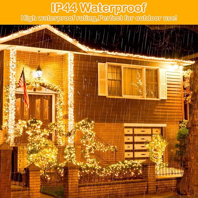 Decute 300LED 99FT Christmas Tree String Lights Green Wire Dimmable with Remote Control, UL Listed Plug in Fairy Starry Lights Decorative for Christmas Tree Party Wedding Indoor Outdoor Warm White
