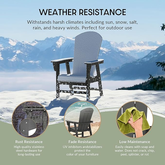 WestinTrends Malibu Malibu Outdoor Patio HDPE Plastic Adirondack Dining Chair Gray