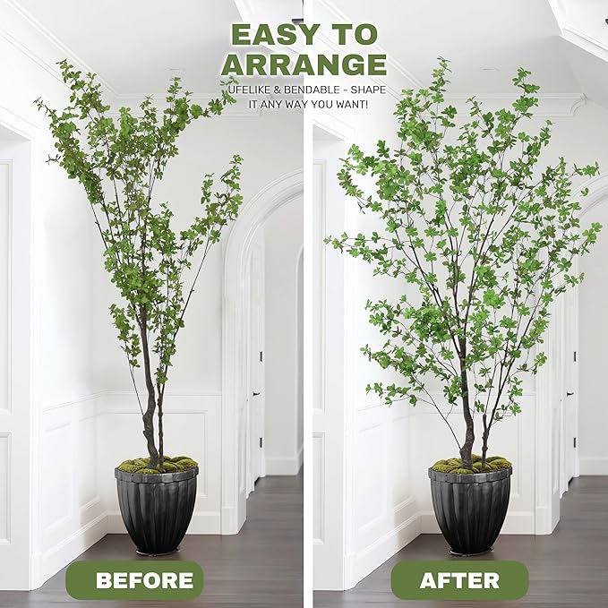 Artificial Enkianthus Tree 7FT(84in) Tall Faux Tree with Large Trunks and Realistic Leaves, Fake Enkianthus Trees Floor Potted Plants for Home Office Living Room Indoor Outdoor Decor (7feet,1Pack)