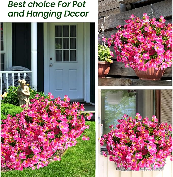 Artificial Flowers for Outdoor, 14 Bundle UV Realistic Fake Faux Plastic Flowers for Outside Indoor Porch Patio Window Box Planter Home Decor