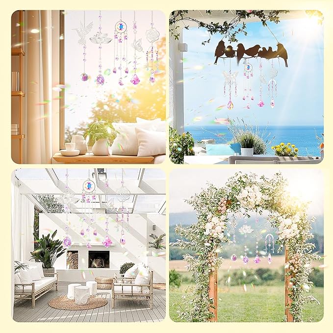 HAPGFS DIY Suncatcher Kit, 411pcs Art and Crafts Rainbow Maker for Adults Sun Catchers Making Supplies Hanging Prism Sun Catcher with Crystals Indoor Outdoor Garden Party Decor Silver