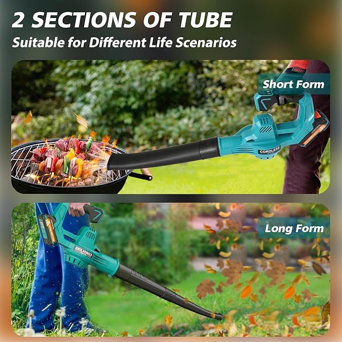 ALSO GO 20V Leaf Blower Cordless, Electric Leaf Blowers with 2X 2.0Ah Battery and Charger, 480 CFM 160 MPH Battery Powered Leaf Blower, Handheld Lightweight Blower for Lawn, Patio, Sidewalk Cleaning