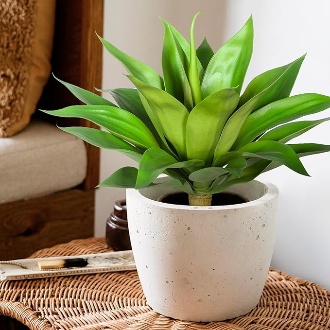 Artificial Plant Artificial Agave Plants,2PCS Faux Plants for Outdoors Artificial Plant Outdoor Large UV Resistant Fake Agave Planters for Indoor and Outdoor Decorating Outdoors Plants 22"