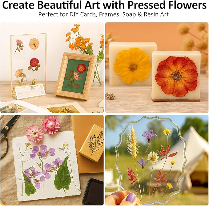 MeRGBWLife Flower Press Kit 11"x11" - Large Wooden 10-Layer Flower & Plant Press for Crafts, DIY Art, Scrapbooking, Bookmark Making, Wedding Bouquet Preservation, Dried Flowers