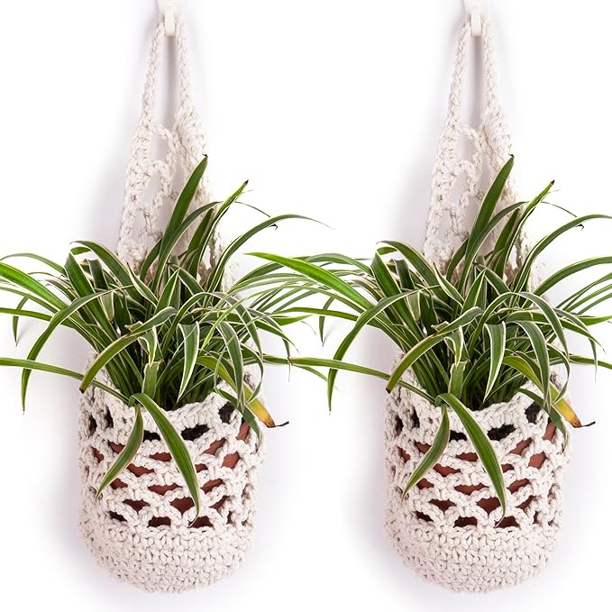 2PK Hanging Planter for 6 Inch Pot, Wall Planters for Indoor Plants (White)