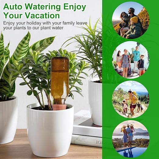Terracotta Watering Spikes 12 Pack Plant Watering Devices Wine Bottle Automatic Plant Waterer for Vacations, Self Watering Stakes for Indoor Outdoor Plants