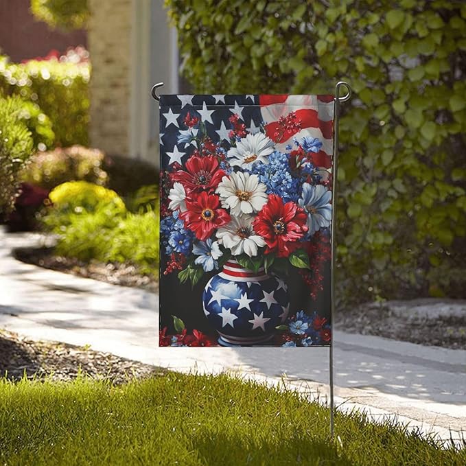 Flowers Garden Flag 12x18 Inch Double Sided Polyester Outdoor Flag For Patio Lawn Yard And Garden Decor