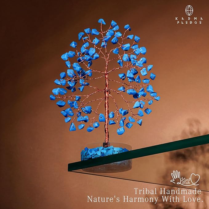 Crystal Tree for Home and Office Decor, Turquoise Chakra Healing Stones Handmade Feng Shui Bonsai Tree of Life for Positive Energy, Money, Good Luck, Christmas Decor, Birthday Gifts for Women, Mom