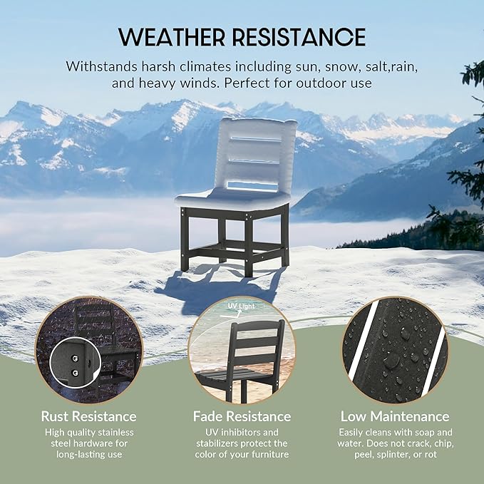 WestinTrends Ashore Outdoor HDPE Patio Classic Armless Dining Side Chair, Gray