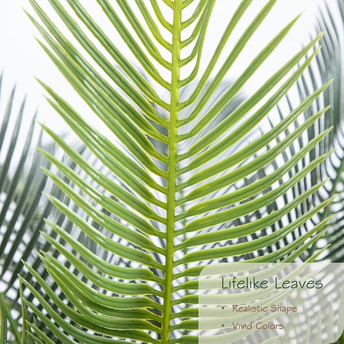 Bellacat 3ft UV Resistant Faux Sago Palm Tree with Natural & Lifelike Bark, 35in Super Full Artificial Cycad Tree with Realistic Leaves, for Home Office Patio Porch Front Door Decor.