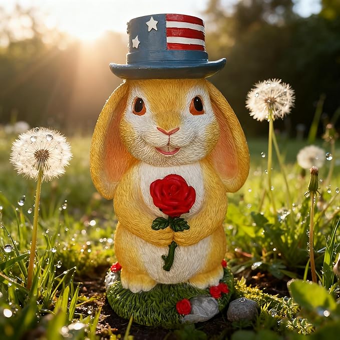 Slo y en i a Desktop Decorative Bunny Home Decor Statues Infuse Warmth and affection into The Home Rabbit Statue - Resin Outdoor Decor for Yard, Ornaments Gift for Garden Lovers