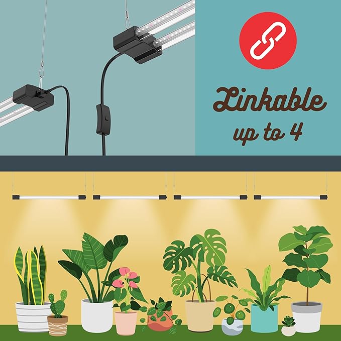BoostGro 4FT LED Succulent Terrarium Plant Grow Light Linkable Full Spectrum Daylight with Enhanced 660nm Red and 450nm Blue LightTech Indoor Lighting Fixture (4 FT)