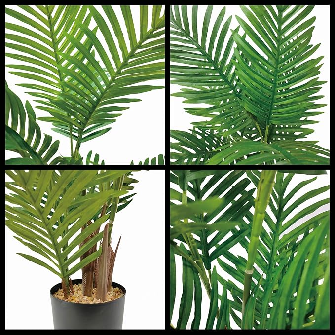 Artificial 3 Feet Areca Palm Tree with Realistic Leaves and Adjustable Branches Faux Palm Tree Pot, Fake Plants for Home, Office, Living Room, Kitchen, Bedroom, Balcony Decor