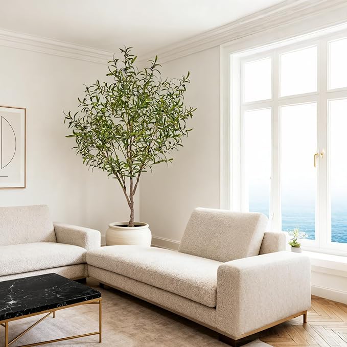 Niwellveb Fake Tree Faux Olive Tree Artificial Olive Trees Artificial Indoor 6.5 Feet Realistic Potted Silk Indoor Large Fruit for Home Offices, Living Rooms, Bedrooms, Stairs and Foyer Decor
