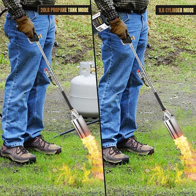 Heavy Duty Weed Torch Propane Burner with Storage Bag, High Output 360,000 BTU Blow Torch with 8.8FT Hose, Portable Flame Weeder with Igniter for Garden Wood Roofing Snow Road Charcoal Start