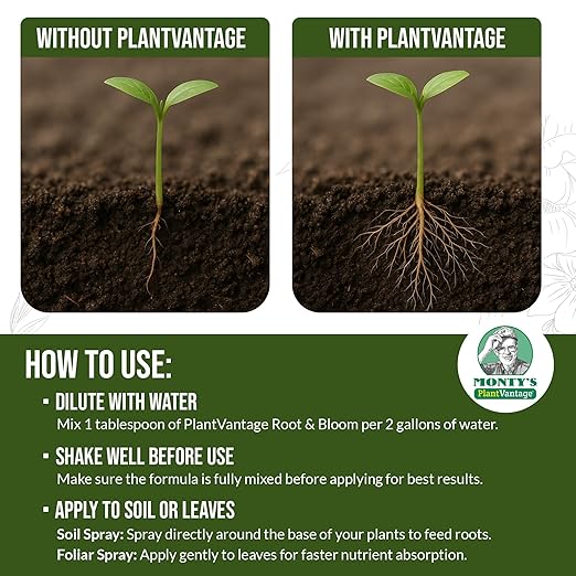 PlantVantage Root & Bloom Liquid Fertilizer - Concentrated Liquid Plant Fertilizer for Strong Roots & Bigger Blooms, Plant Food for Trees, Flowers & Vegetables, Soil or Foliar Application, 8 oz
