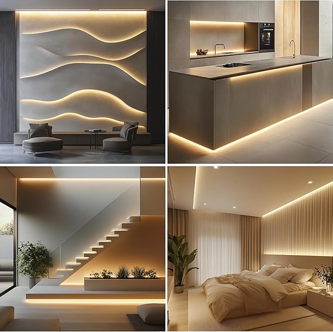 FluFlux COB LED Strip Lights 3000K Warm White, 24Volt Diffused LED Tape Light with Heavy Duty 3M VHB Adhesive, CRI 95, UL Listed, Dimmable, 5W/FT for Kitchen, Cabinet (NO Power Supply)