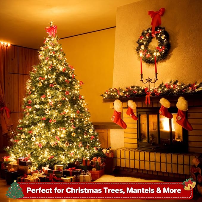 132FT 400 LED Christmas Lights, Twinkle Xmas Lights with 8 Modes and Timer, Outdoor Waterproof Christmas Tree Lights for Room Bedroom Wedding Party Holiday Decorations, Warm White