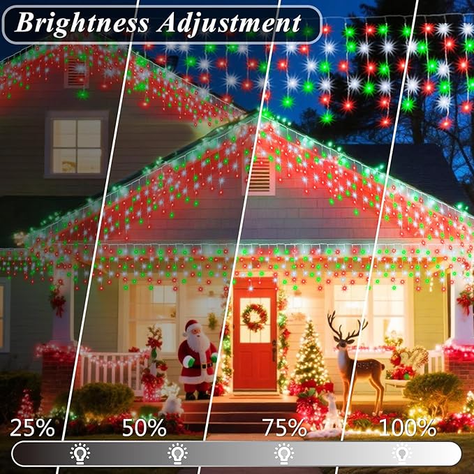 Color Changing Christmas Icicle Lights with Remote, 35 Colors 9 Modes String Lights Outdoor, 240 LED 38.5 FT RGB Waterproof Hanging Lights for Roof Window Home Party Easter Valentine's Day Decor
