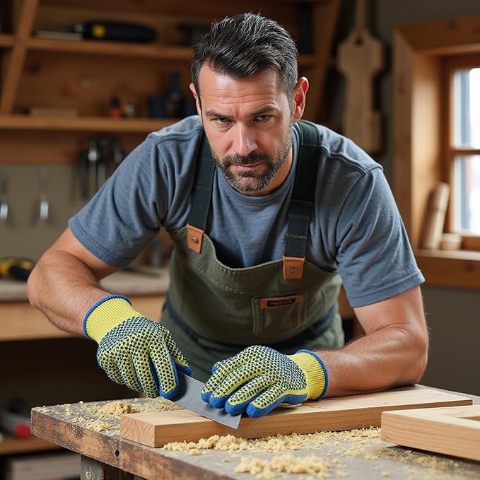 G & F Products 1670M Yellow Medium Cut Resistant Kevlar Knit Work Gloves