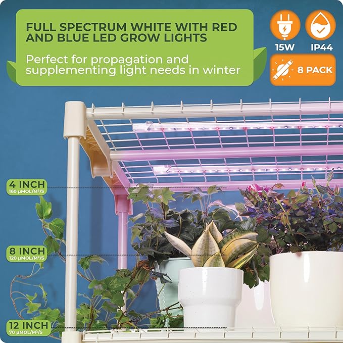 Carpathen Indoor Greenhouse with Grow Lights - 4 Tiers 27.2"L x 19.3"W x 54"H with 8 Dimmable 15W Full Spectrum LED Light Strips and Spectrum Control - Mini Greenhouse with Waterproof Zipped PVC Cover