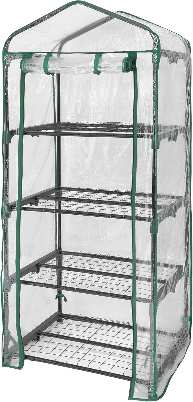 Miracle-GRO 23" x 17" x 57" All-Season 4-Tier Mini Grow House Outdoor or Backyard Easy Assembly Portable Greenhouse, Translucent